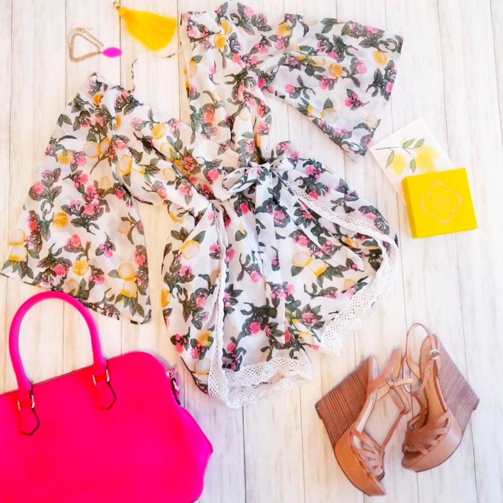Lemon Lace Floral Romper